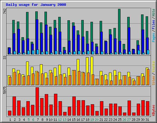 Daily usage for January 2008