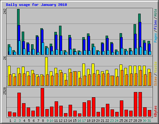 Daily usage for January 2010