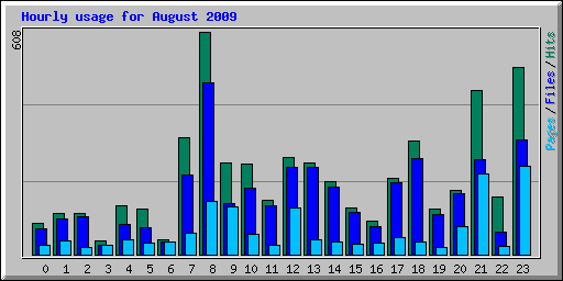 Hourly usage for August 2009
