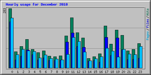 Hourly usage for December 2010