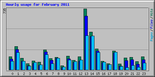 Hourly usage for February 2011